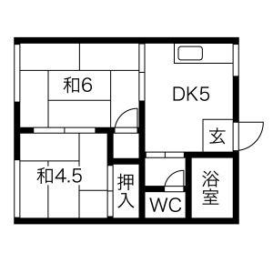 フォーブル木田A棟(2DK/2階)の間取り写真