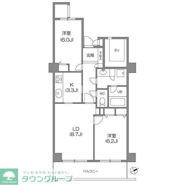 磯子台スカイマンション(2LDK/3階)の間取り写真