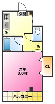 ホープ大嶋(1K/3階)の間取り写真