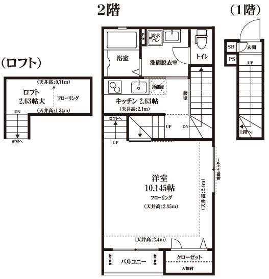 ベルリード妙蓮寺(1K/1階)の間取り写真