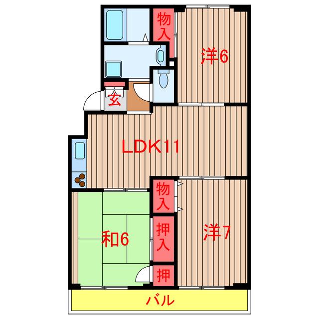 クレール新高根(3LDK/3階)の間取り写真