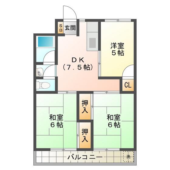 桜町ハイツ(3DK/2階)の間取り写真