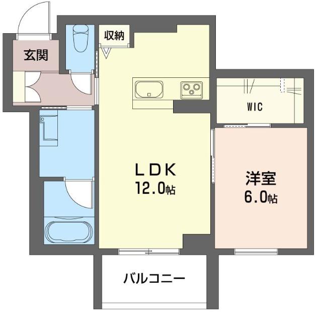 グランブルー武蔵浦和(1LDK/3階)の間取り写真