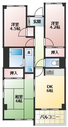 プレステージ府中(3DK/3階)の間取り写真