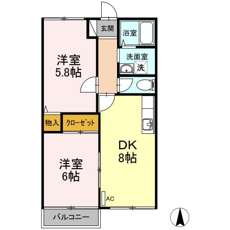 サニーハウス(2DK/2階)の間取り写真