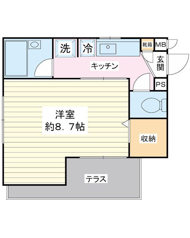 ボンヌシャンス(1K/1階)の間取り写真