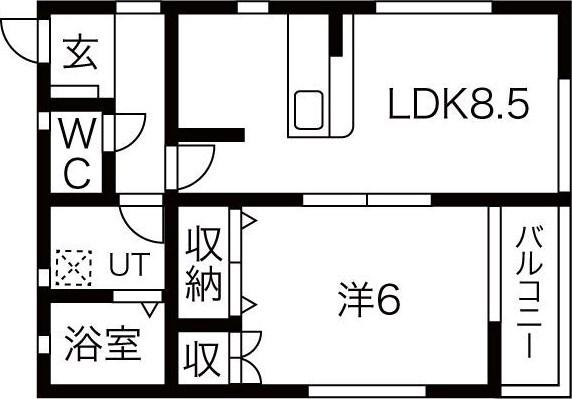 フロイデンIII(1LDK/2階)の間取り写真