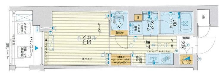 アスヴェル東本町II(1K/9階)の間取り写真