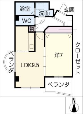 グランヴュー(1LDK/4階)の間取り写真