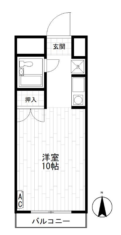 Kフラット(1K/3階)の間取り写真
