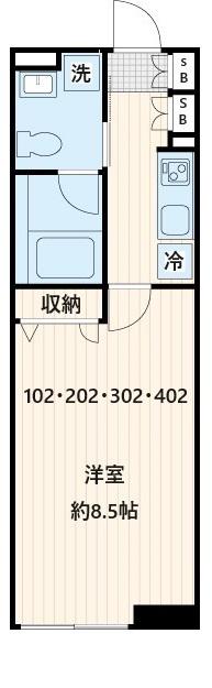 FULLEA不動前 フレア不動前(1K/2階)の間取り写真