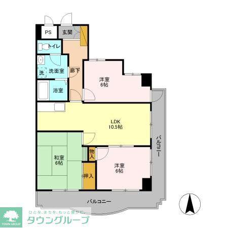 クオリティーダイカン(3LDK/4階)の間取り写真