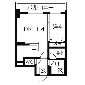 バロンドール(1LDK/2階)の間取り写真