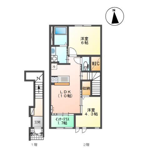 KS V(2LDK/2階)の間取り写真