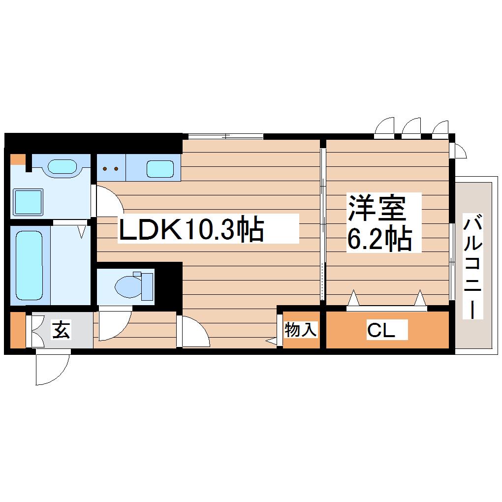 ルミエール大和町(1LDK/3階)の間取り写真