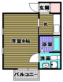 メゾンドソレイユ滝谷(1K/2階)の間取り写真