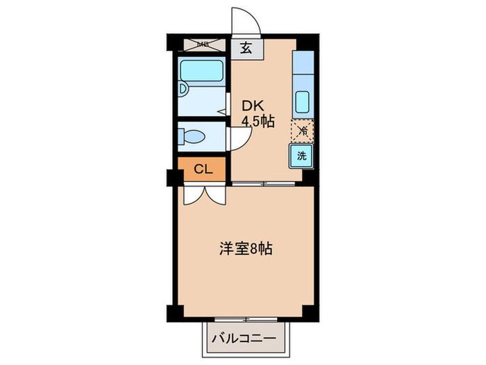 ボヌール元住吉A(1DK/3階)の間取り写真