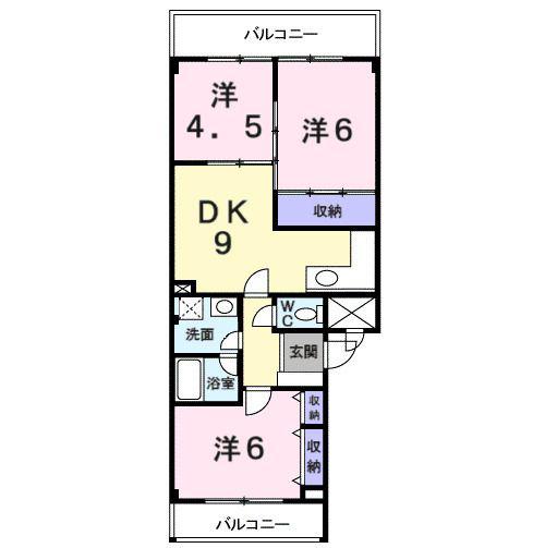 グランドールUM2(3DK/3階)の間取り写真