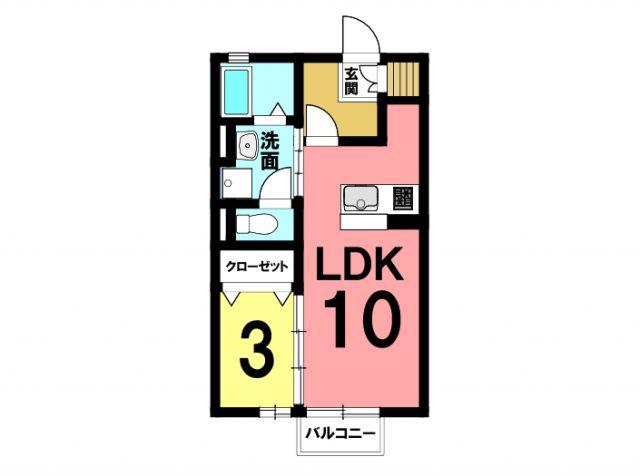 アバンサードC(1LDK/2階)の間取り写真