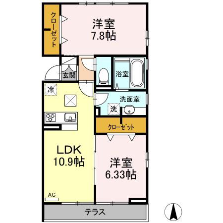 パレドールモア(2LDK/1階)の間取り写真