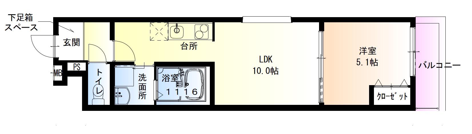 フジパレス助松町I番館(1LDK/2階)の間取り写真
