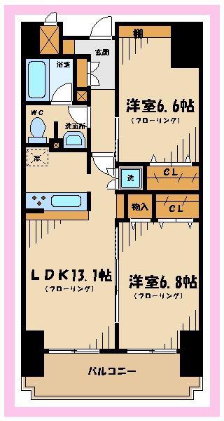 サン・クレスト(2LDK/6階)の間取り写真