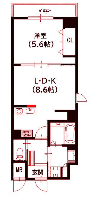協栄ビル(1LDK/5階)の間取り写真