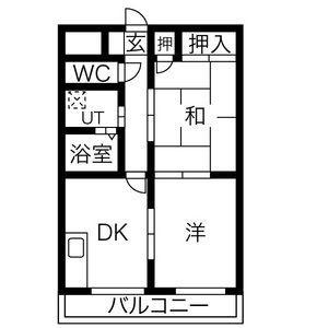 クラシティ御幸(2DK/7階)の間取り写真