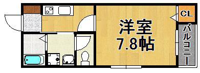 アシスト南片江(1K/1階)の間取り写真