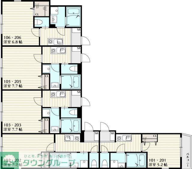 SKリデンテ北松戸(1K/2階)の間取り写真
