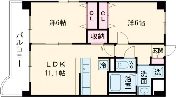 レイクサイドガーデン緑ヶ丘(2LDK/3階)の間取り写真