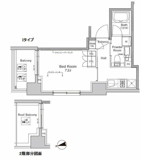 プラウドフラット門前仲町V(1K/2階)の間取り写真