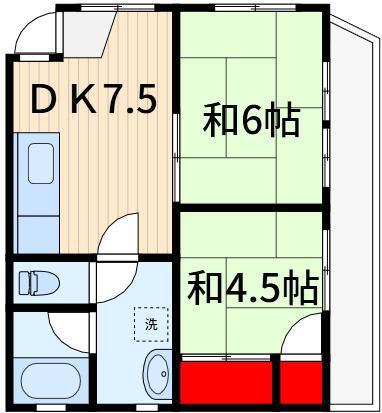 ミズノハイツ(2DK/2階)の間取り写真