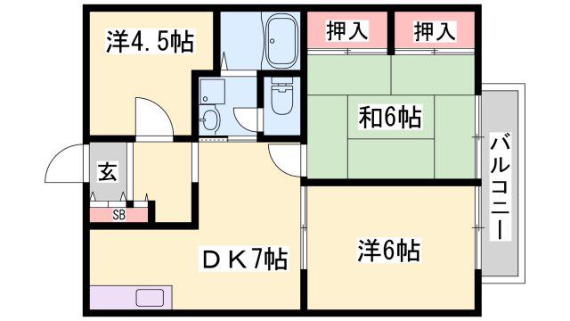 エステートピア宮ノ下III番館(3DK/2階)の間取り写真