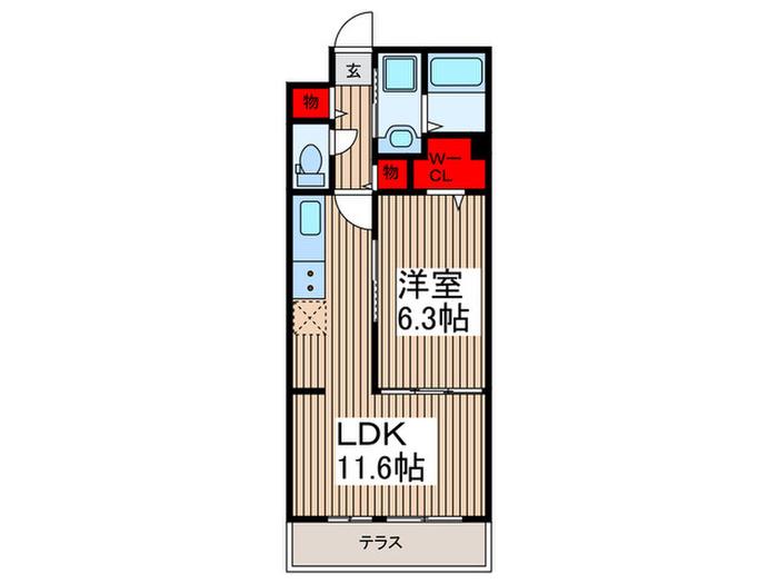 ヒカルサさいたまサクラ(1LDK/1階)の間取り写真