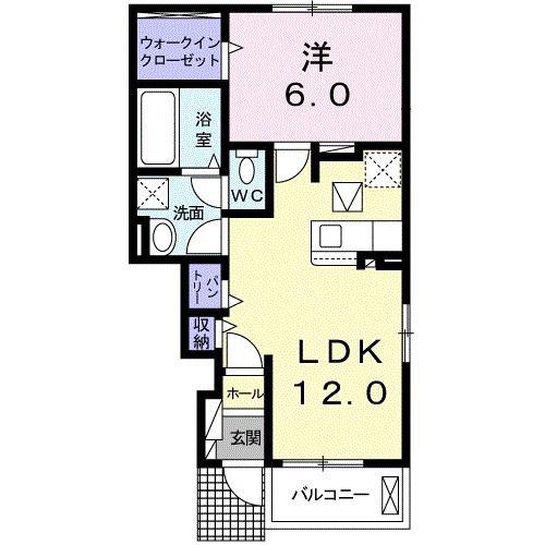 フォルチュンヌI(1LDK/1階)の間取り写真