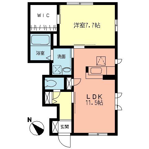 アクタス湘南I(1LDK/1階)の間取り写真