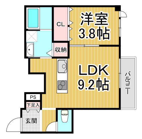 エヌズガーデン夙川(1LDK/2階)の間取り写真