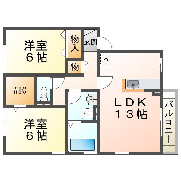 エトワール白水(2LDK/2階)の間取り写真