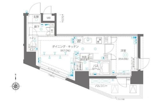 ZOOM高田馬場 ズーム高田馬場(1DK/8階)の間取り写真