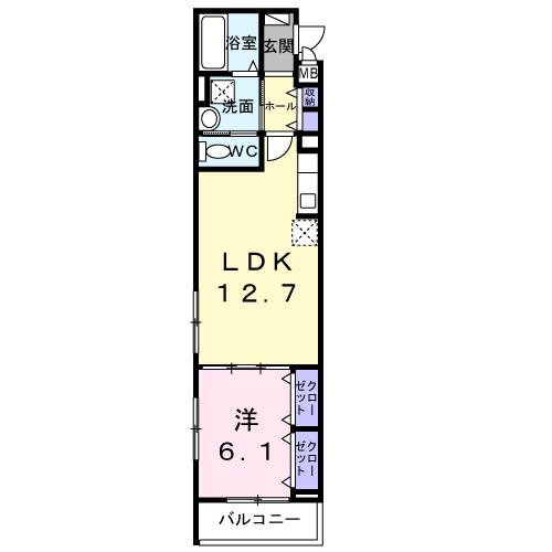 ジーアンビエンス(1LDK/1階)の間取り写真