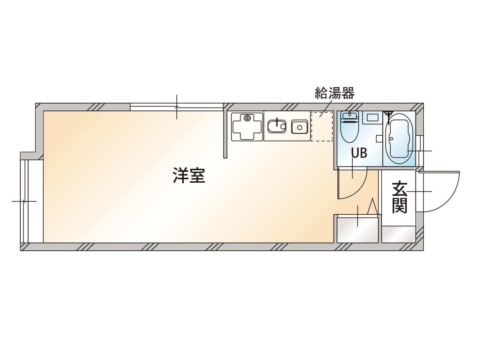 アンビエンテ深沢(ワンルーム/1階)の間取り写真