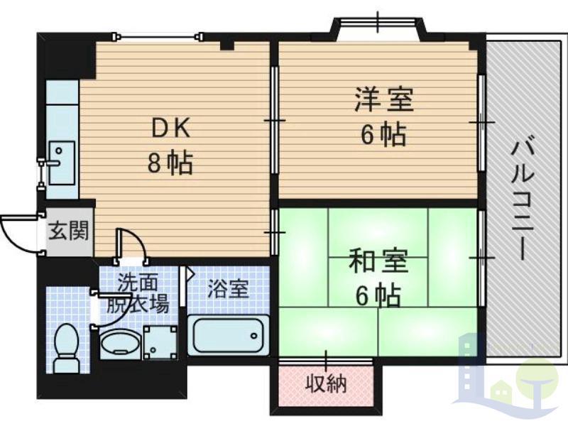 エーデルハイム(2DK/2階)の間取り写真