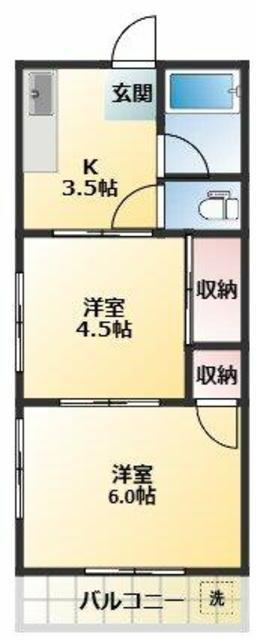 杉浦荘(2K/1階)の間取り写真