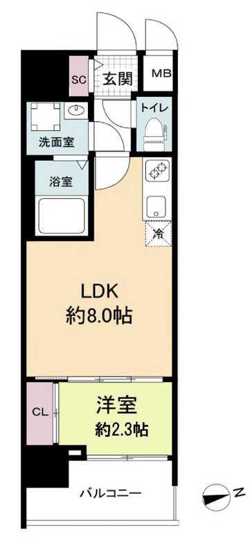 セレニテ日本橋ミラク(1LDK/5階)の間取り写真