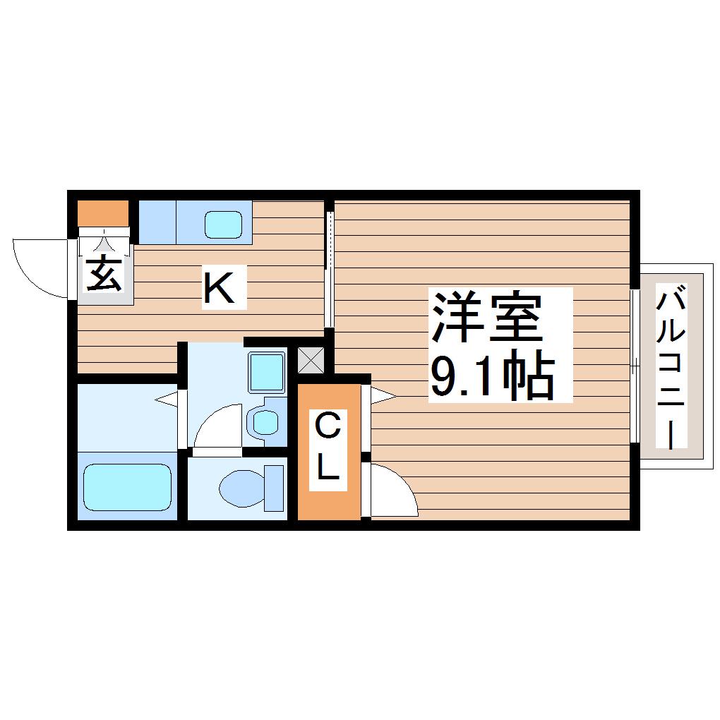パルシオサウス(1K/1階)の間取り写真