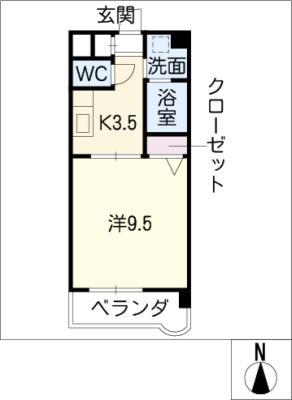アベニールM(1K/3階)の間取り写真