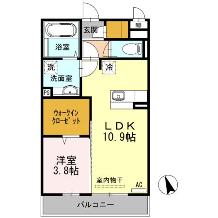 SEJOUR木之庄(1LDK/2階)の間取り写真