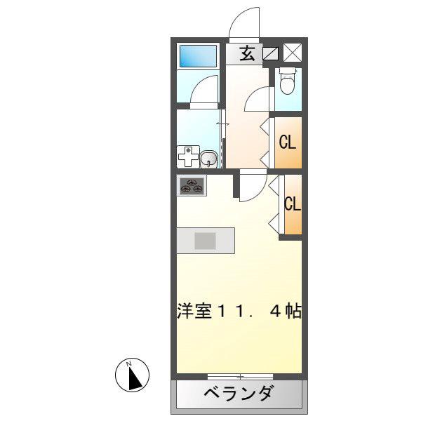 ピエーノ(ワンルーム/1階)の間取り写真