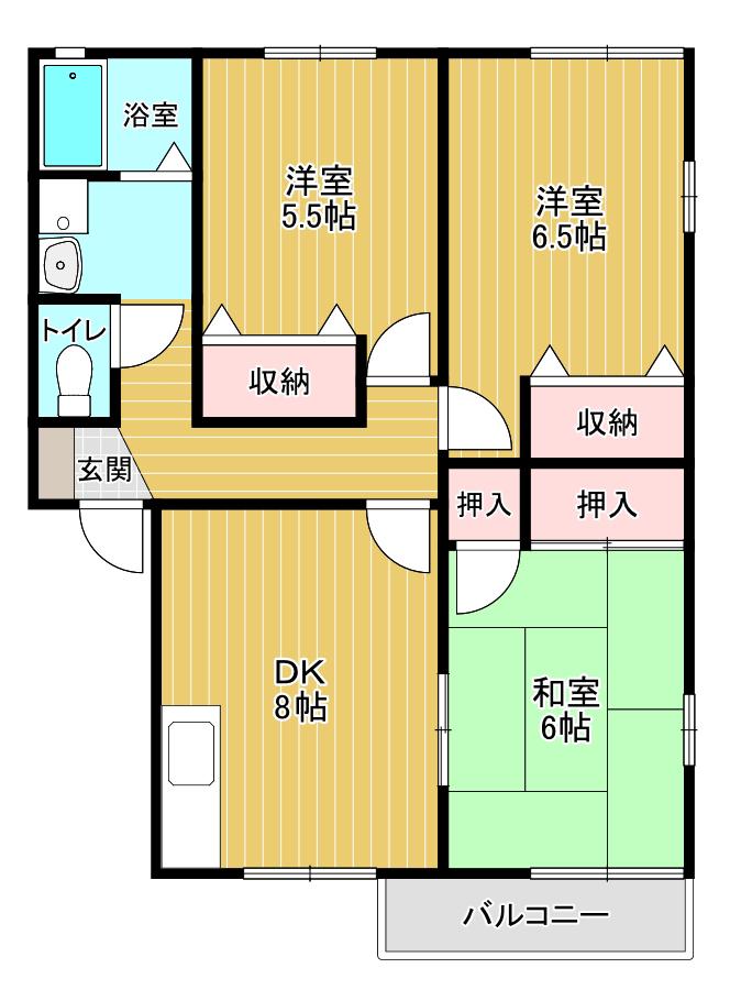 ピースフル秋川(3DK/2階)の間取り写真